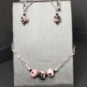 Handcrafted Genuine African Rhodolite Garnet & .925 Sterling Silver Set